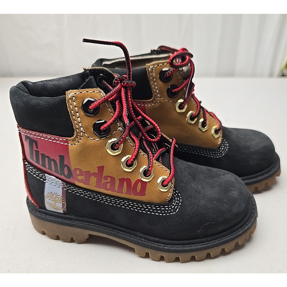 Timberland 6 inch Premium Boots TB0A29NA 001 Black Colorblock Kids Sz 8.5